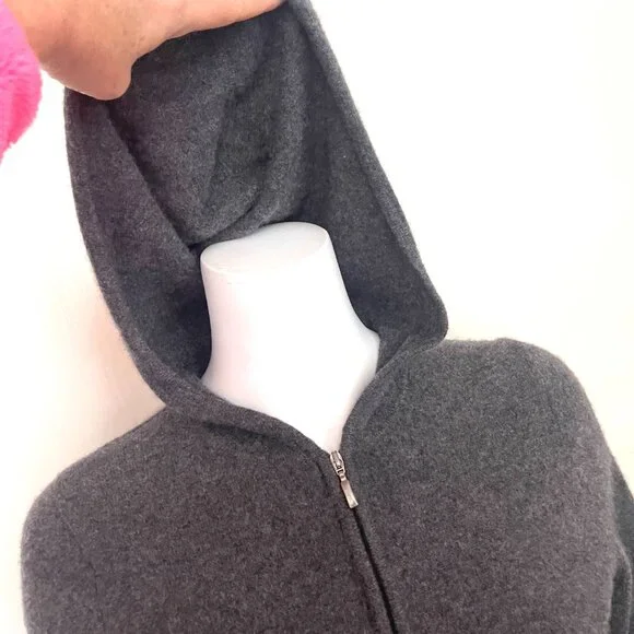 Peck & Peck 2 fly pure cashemere Gray Zip Hoodie - Picture 6 of 11